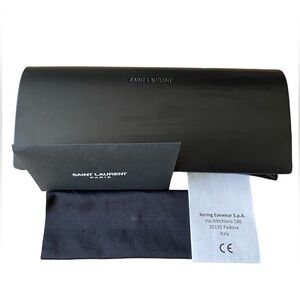 Saint Laurent YSL Black Leather Glasses Sunglasses Pouch